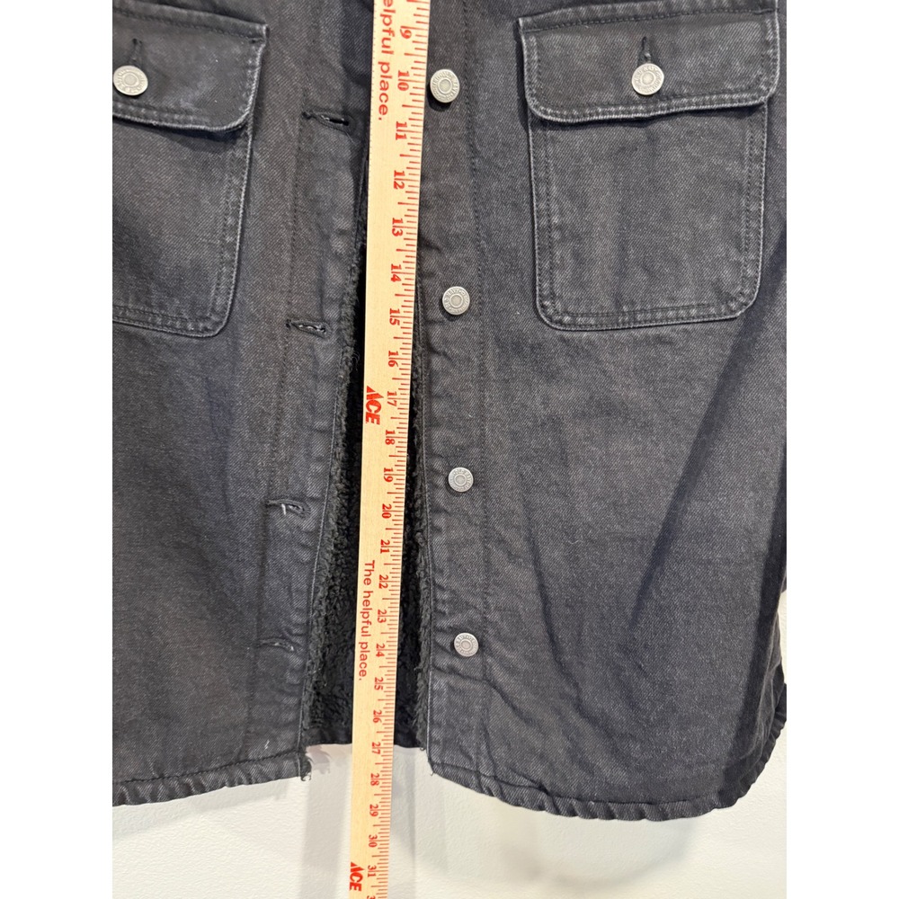 Old Navy Womens Black Sherpa Lined Denim Jacket Trucker Style Size M - Picture 7 of 8
